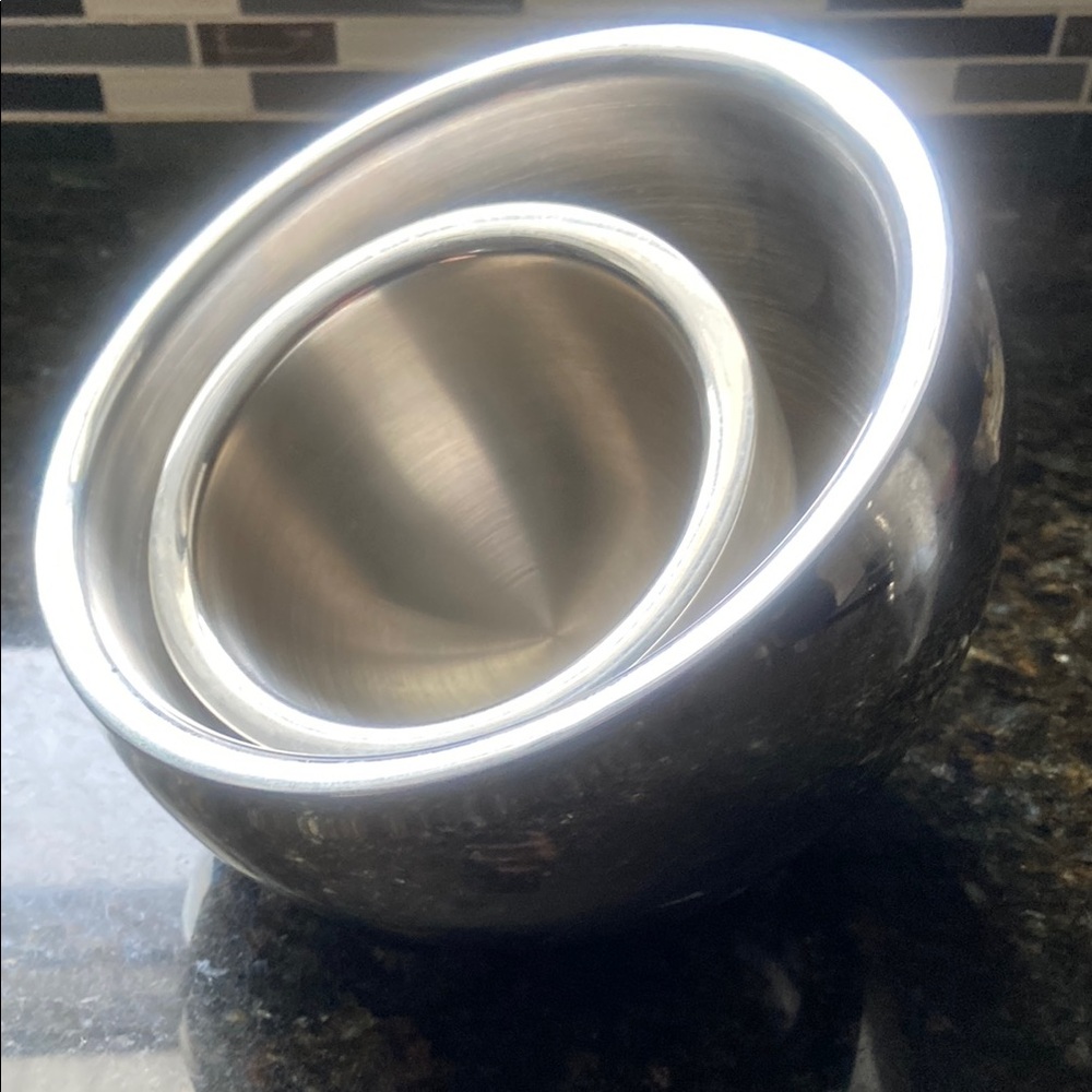 CB2 Crate & Barrel Stainless Steel Mixing Nesting Bowls